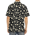 Black Daisy Floral Pattern Print Aloha Shirt