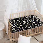 Black Daisy Floral Pattern Print Baby Crib Sheet