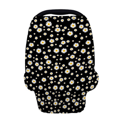 Black Daisy Floral Pattern Print Baby Seat Cover