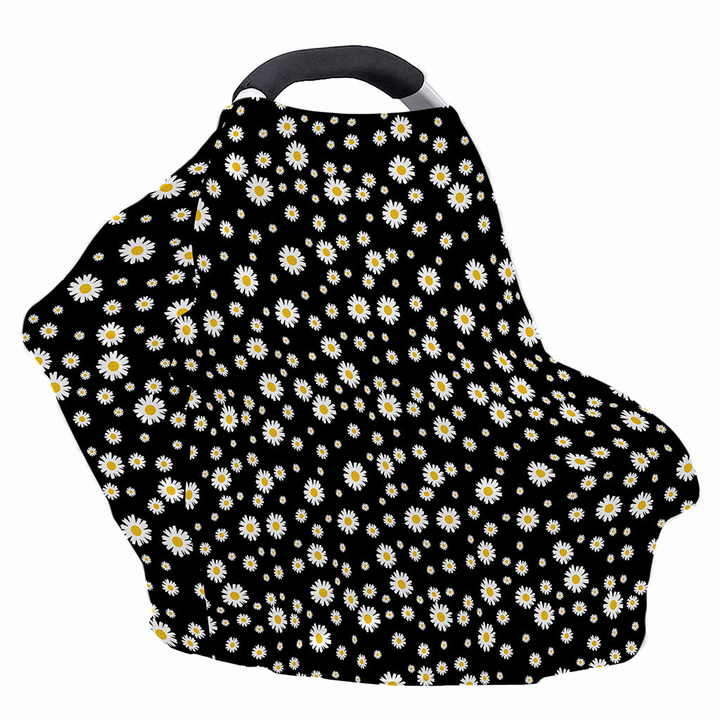 Black Daisy Floral Pattern Print Baby Seat Cover