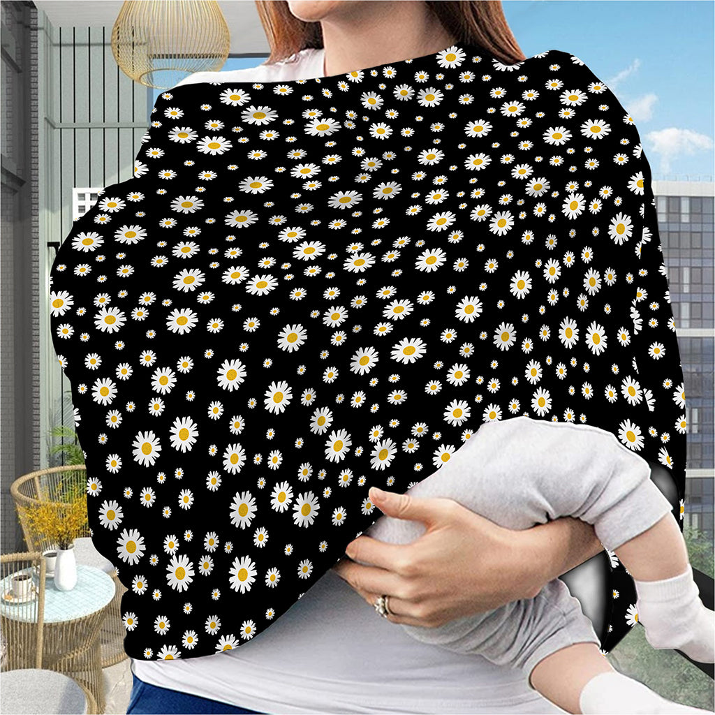 Black Daisy Floral Pattern Print Baby Seat Cover
