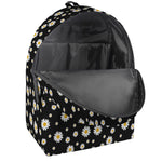 Black Daisy Floral Pattern Print Backpack