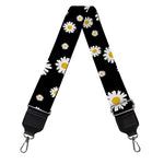 Black Daisy Floral Pattern Print Bag Strap