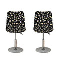 Black Daisy Floral Pattern Print Bar Stool Covers