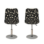Black Daisy Floral Pattern Print Bar Stool Covers
