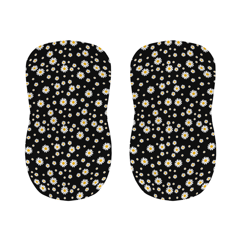 Black Daisy Floral Pattern Print Bar Stool Covers