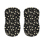 Black Daisy Floral Pattern Print Bar Stool Covers