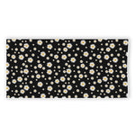 Black Daisy Floral Pattern Print Beach Towel