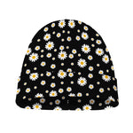 Black Daisy Floral Pattern Print Beanie