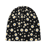 Black Daisy Floral Pattern Print Beanie