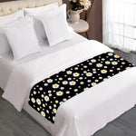 Black Daisy Floral Pattern Print Bed Runner