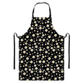 Black Daisy Floral Pattern Print Bib Apron With Pocket