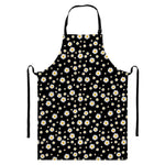 Black Daisy Floral Pattern Print Bib Apron With Pocket