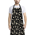 Black Daisy Floral Pattern Print Bib Apron With Pocket