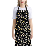 Black Daisy Floral Pattern Print Bib Apron With Pocket