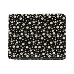 Black Daisy Floral Pattern Print Bifold Wallet