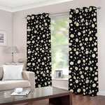 Black Daisy Floral Pattern Print Blackout Grommet Curtains