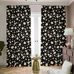 Black Daisy Floral Pattern Print Blackout Pencil Pleat Curtains