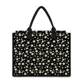 Black Daisy Floral Pattern Print Canvas Tote Bag