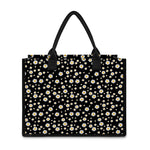 Black Daisy Floral Pattern Print Canvas Tote Bag