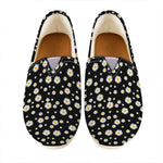 Black Daisy Floral Pattern Print Casual Shoes