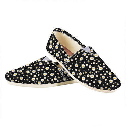 Black Daisy Floral Pattern Print Casual Shoes
