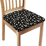 Black Daisy Floral Pattern Print Chair Cushion Cover