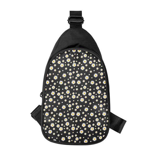 Black Daisy Floral Pattern Print Chest Bag