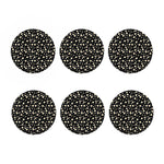Black Daisy Floral Pattern Print Coaster Set