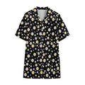 Black Daisy Floral Pattern Print Cotton Hawaiian Shirt