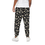 Black Daisy Floral Pattern Print Cotton Pants