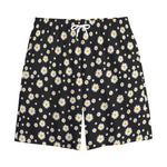 Black Daisy Floral Pattern Print Cotton Shorts