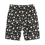 Black Daisy Floral Pattern Print Cotton Shorts