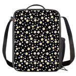 Black Daisy Floral Pattern Print Crossbody Lunch Bag