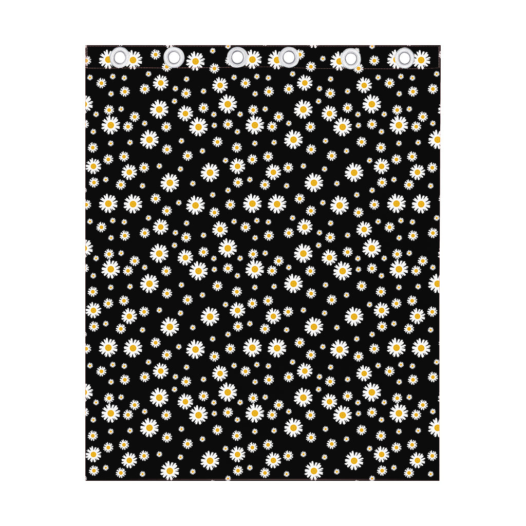 Black Daisy Floral Pattern Print Curtain