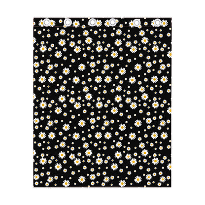 Black Daisy Floral Pattern Print Curtain