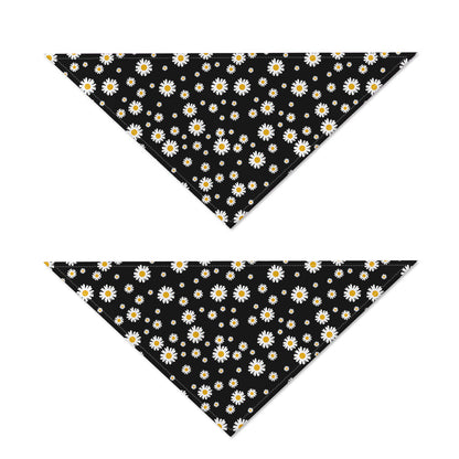 Black Daisy Floral Pattern Print Dog Bandana