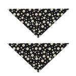 Black Daisy Floral Pattern Print Dog Bandana