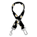 Black Daisy Floral Pattern Print Dog Seat Belt