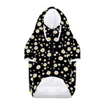 Black Daisy Floral Pattern Print Dog Zip Up Hoodie