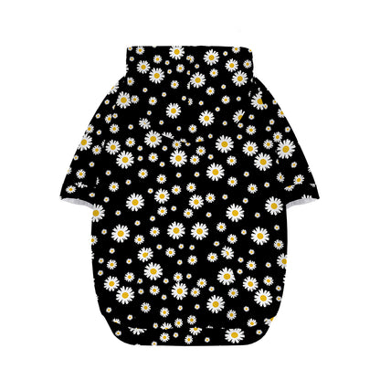 Black Daisy Floral Pattern Print Dog Zip Up Hoodie