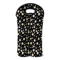 Black Daisy Floral Pattern Print Double Neoprene Wine Tote