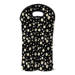 Black Daisy Floral Pattern Print Double Neoprene Wine Tote