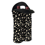 Black Daisy Floral Pattern Print Double Neoprene Wine Tote