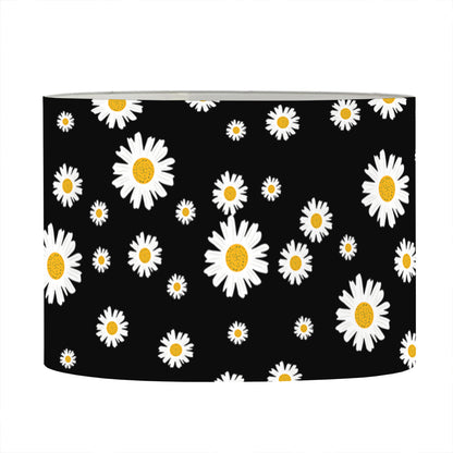 Black Daisy Floral Pattern Print Drum Lamp Shade