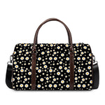 Black Daisy Floral Pattern Print Duffle Bag