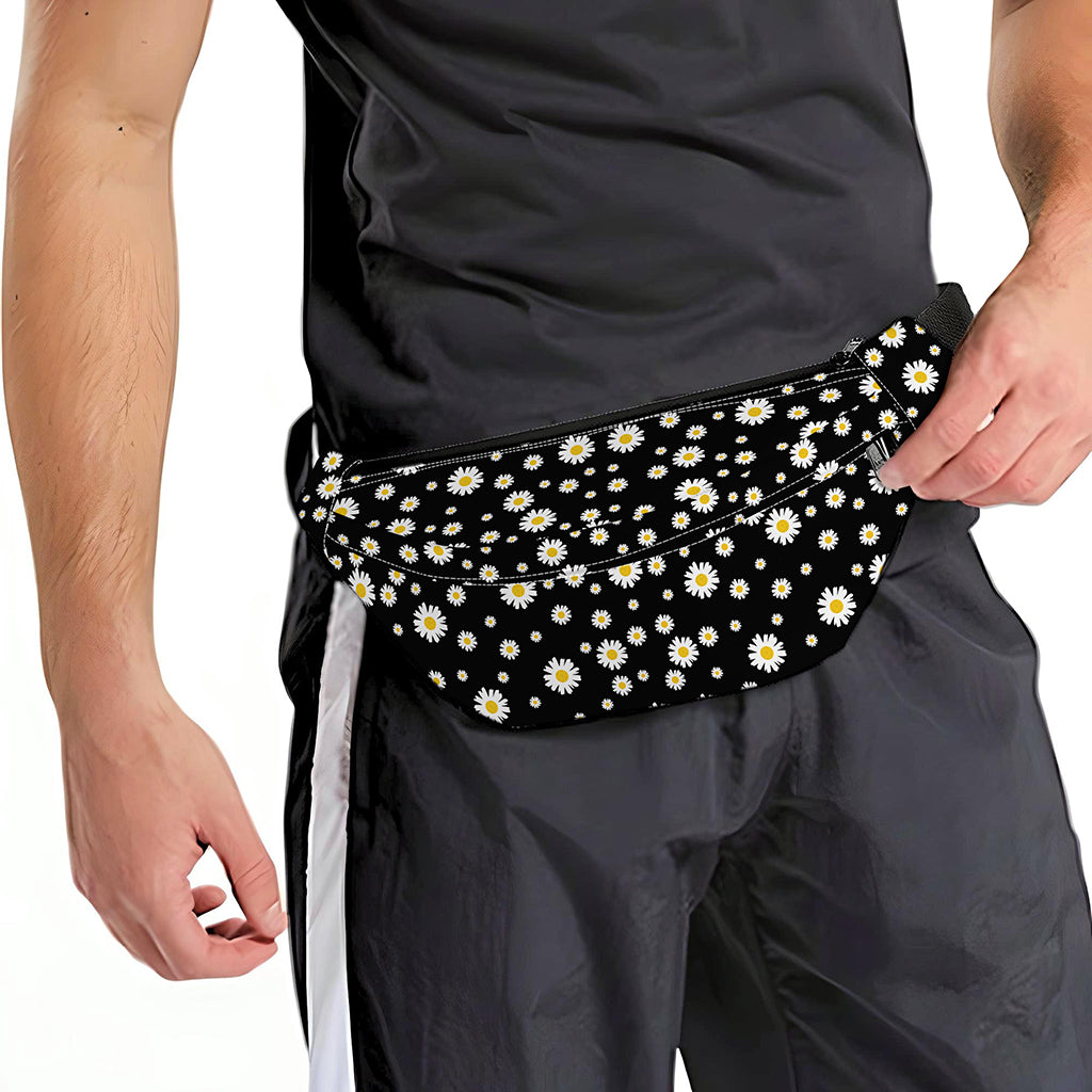 Black Daisy Floral Pattern Print Fanny Pack