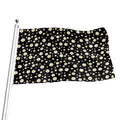 Black Daisy Floral Pattern Print Flag