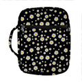 Black Daisy Floral Pattern Print Front Pocket Bible Bag