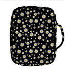 Black Daisy Floral Pattern Print Front Pocket Bible Bag